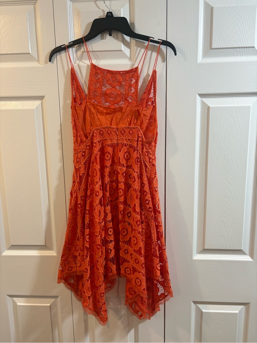 Lace Handkerchief Hem Mini Dress Burnt Orange Women’s Size 4 Boho Festival - Picture 3 of 4